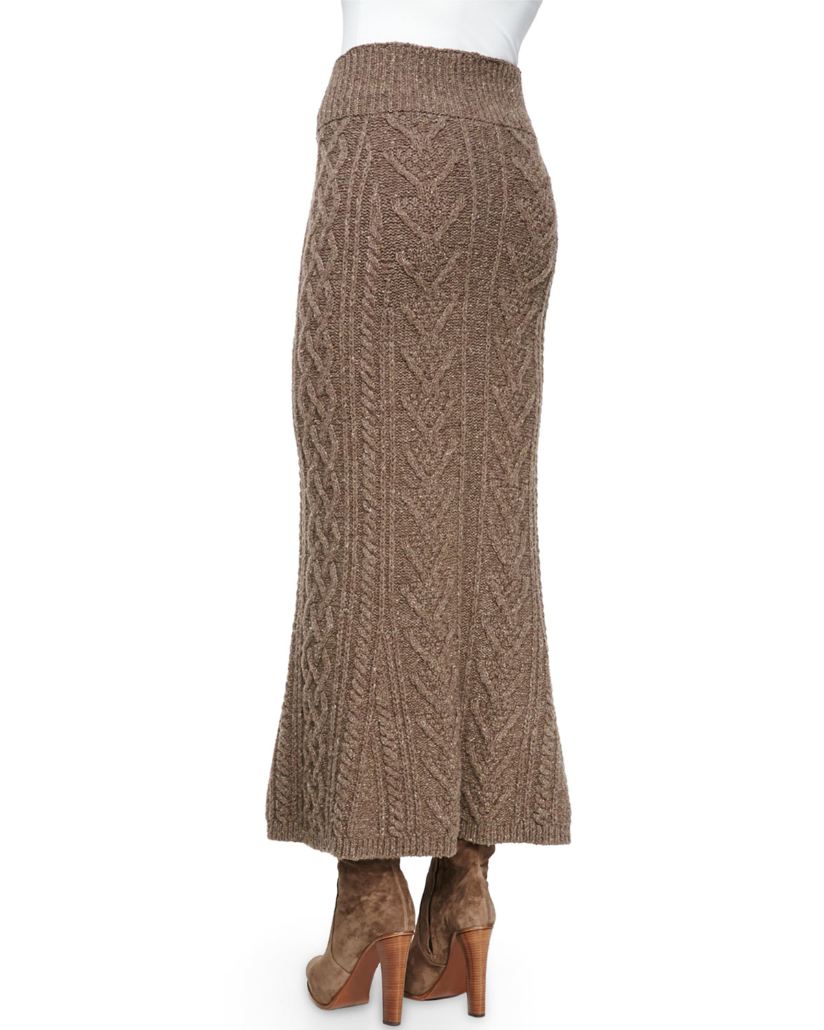 Lyst Ralph Lauren Collection Long CableKnit Cashmere Skirt in Brown