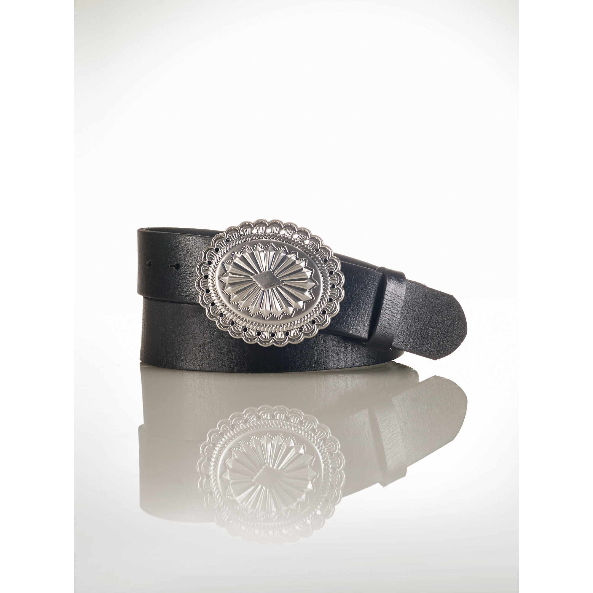 Ralph Lauren Concho Leather Belt in Black Lyst