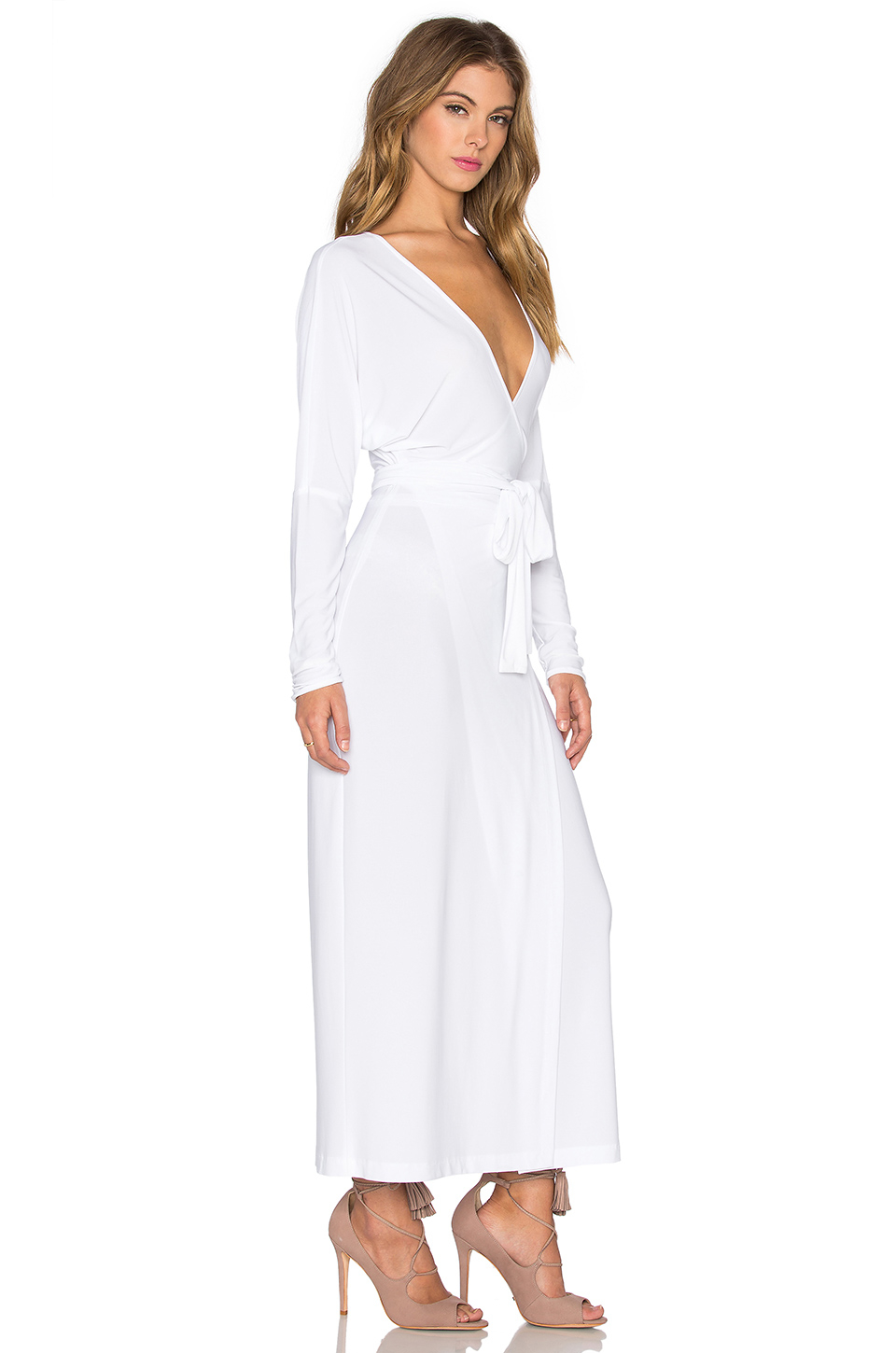 Norma Kamali Synthetic Dolman Wrap Midi Dress in White - Lyst