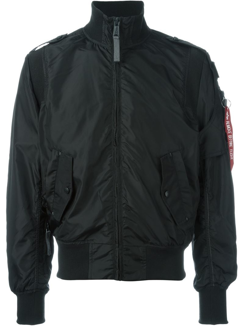 Alpha Industries High Collar Bomber Jacket in Black for Men | Lyst