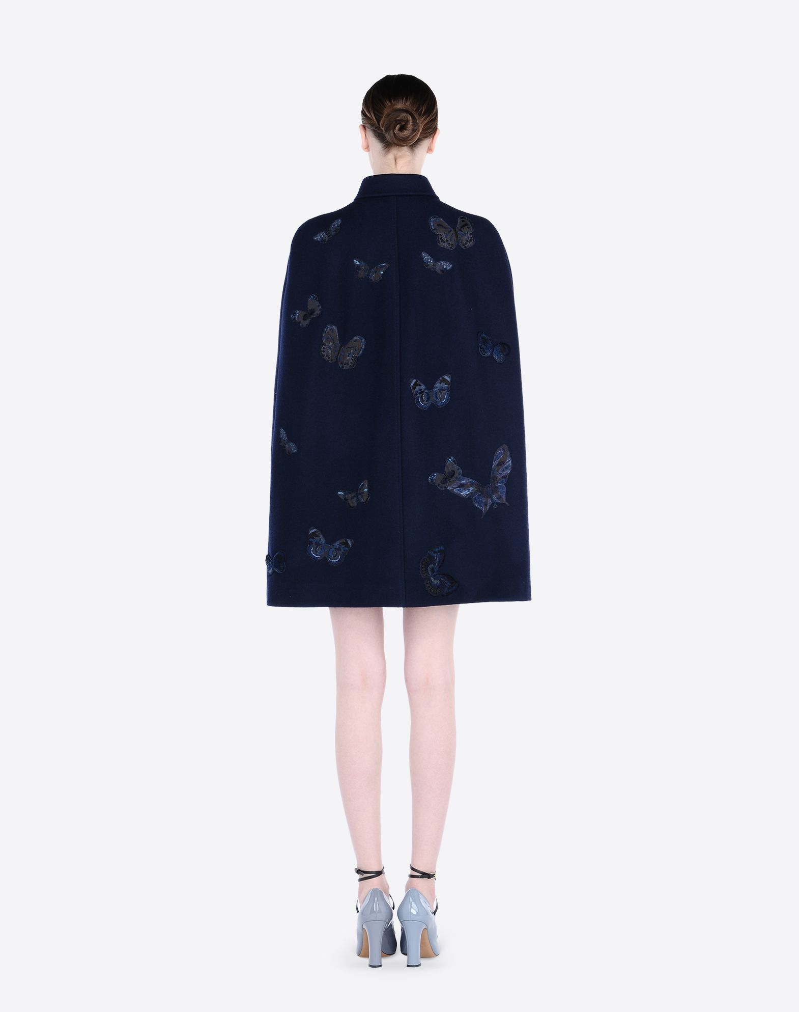 Valentino Cape In Broadcloth With Embroidered Butterflies in Blue | Lyst
