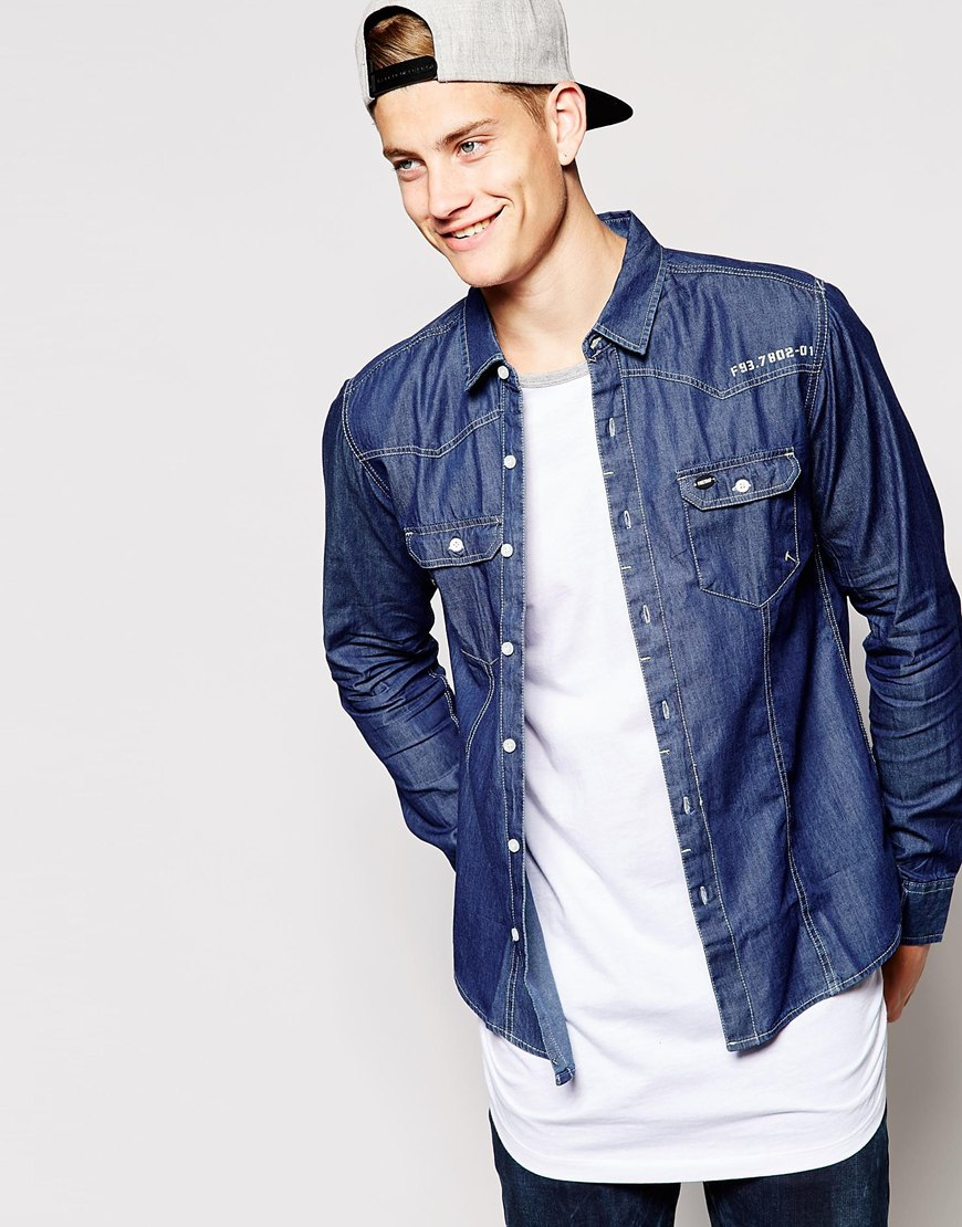 navy denim shirt