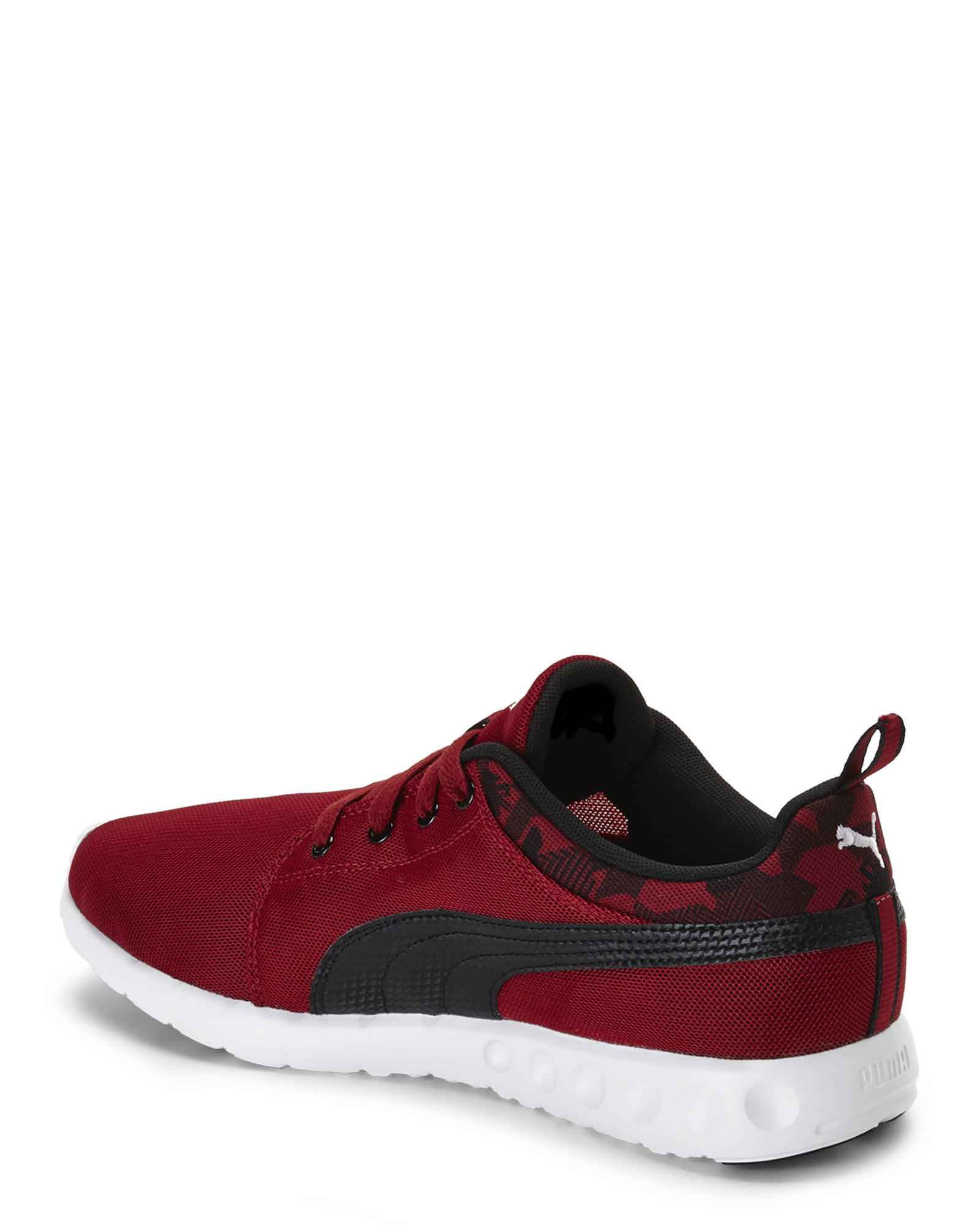 puma red and black sneakers