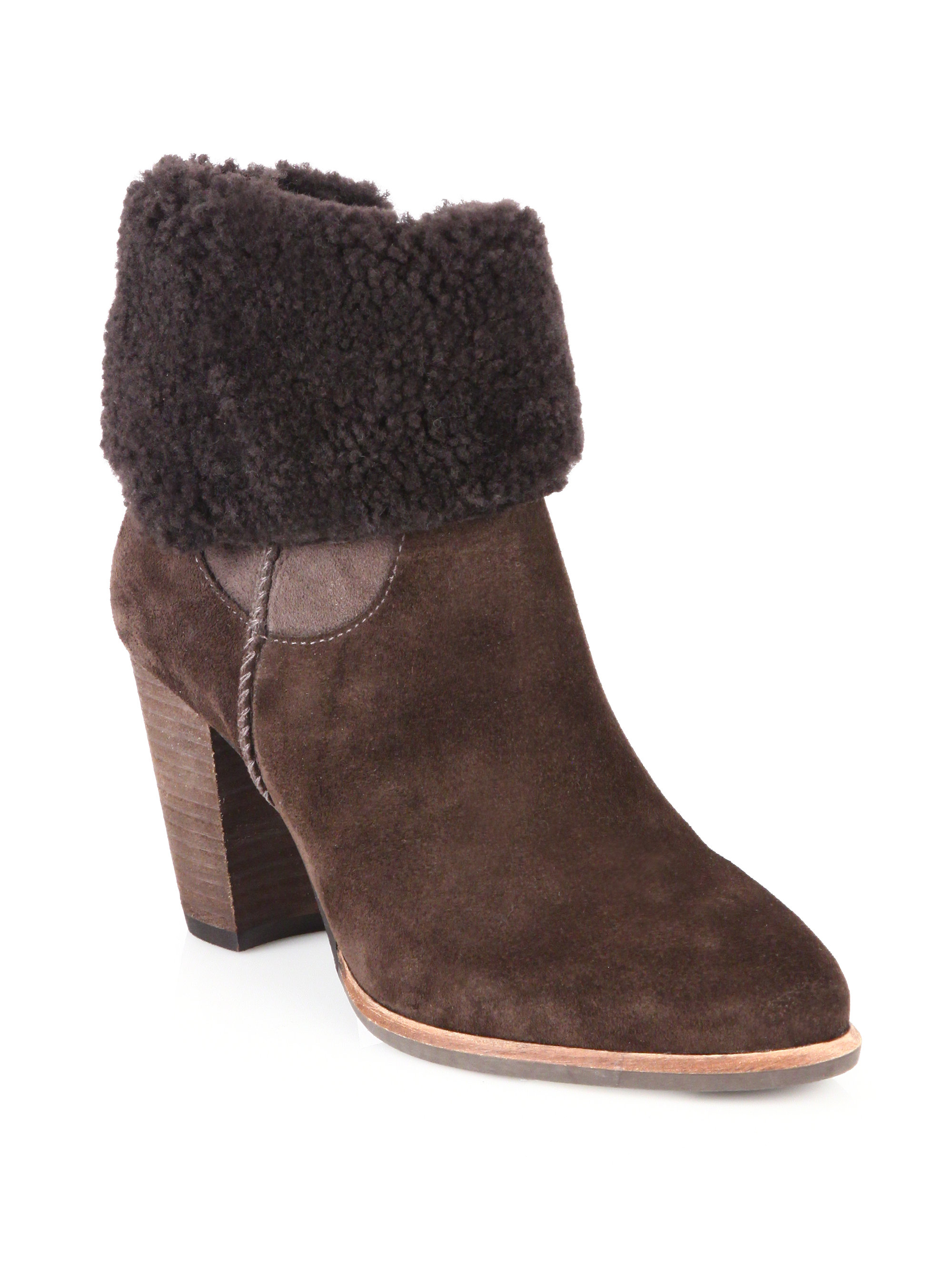 dark brown suede booties