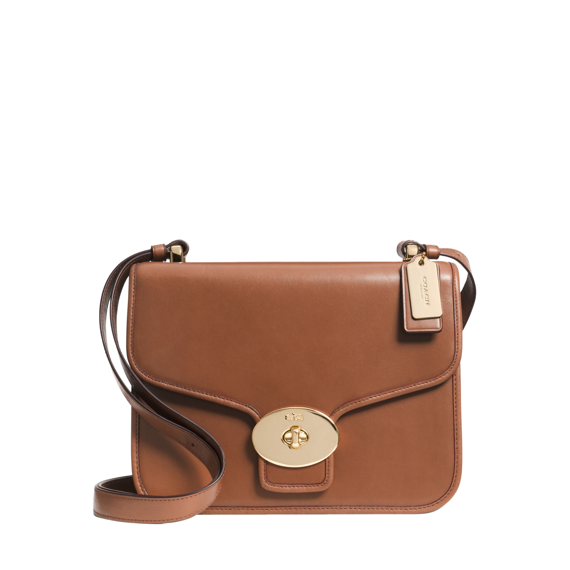 COACH Page Shoulder Flap Bag in Brown - Lyst