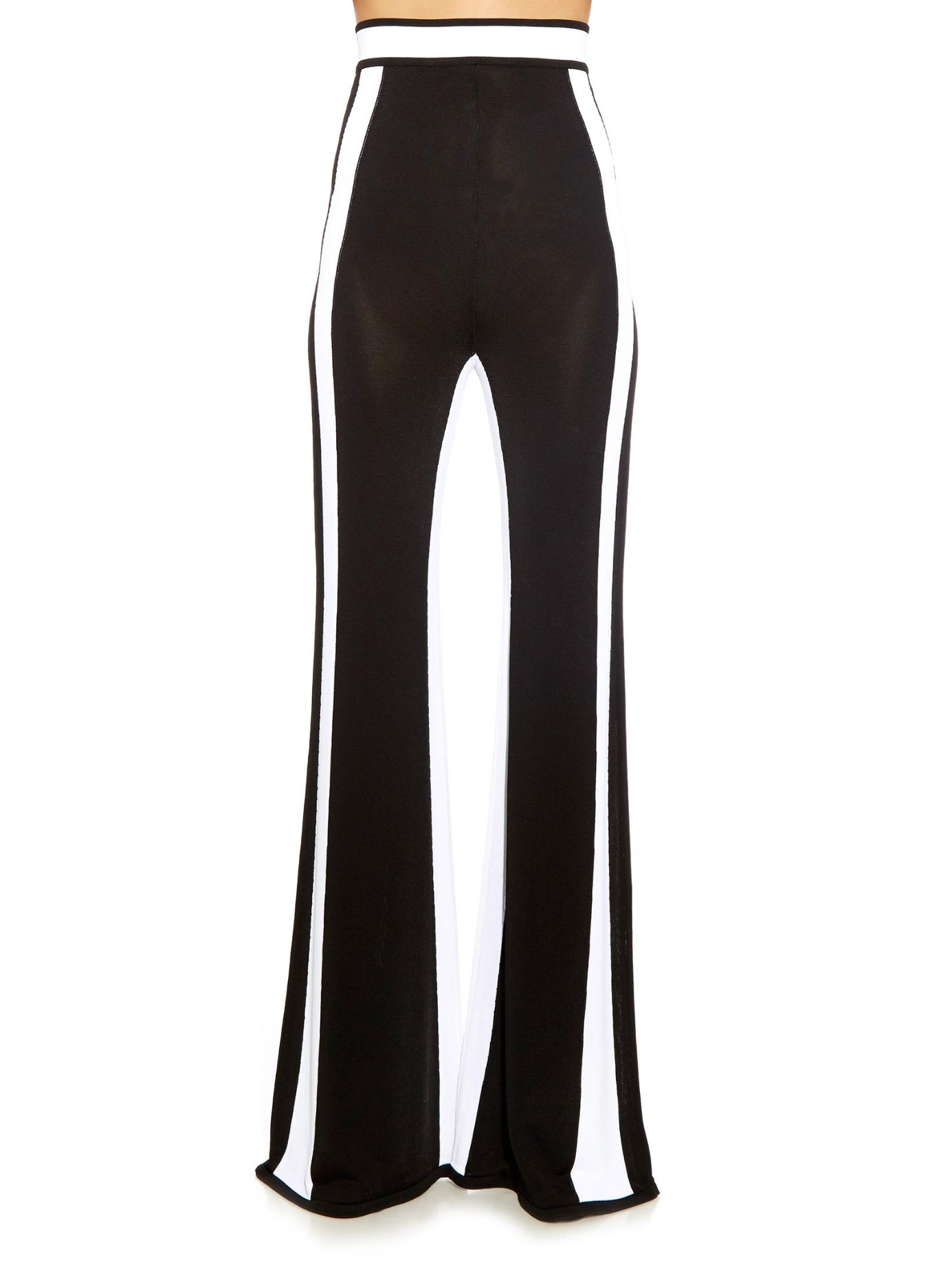 Balmain Side-Stripe Knitted Wide-Leg Trousers in Black | Lyst