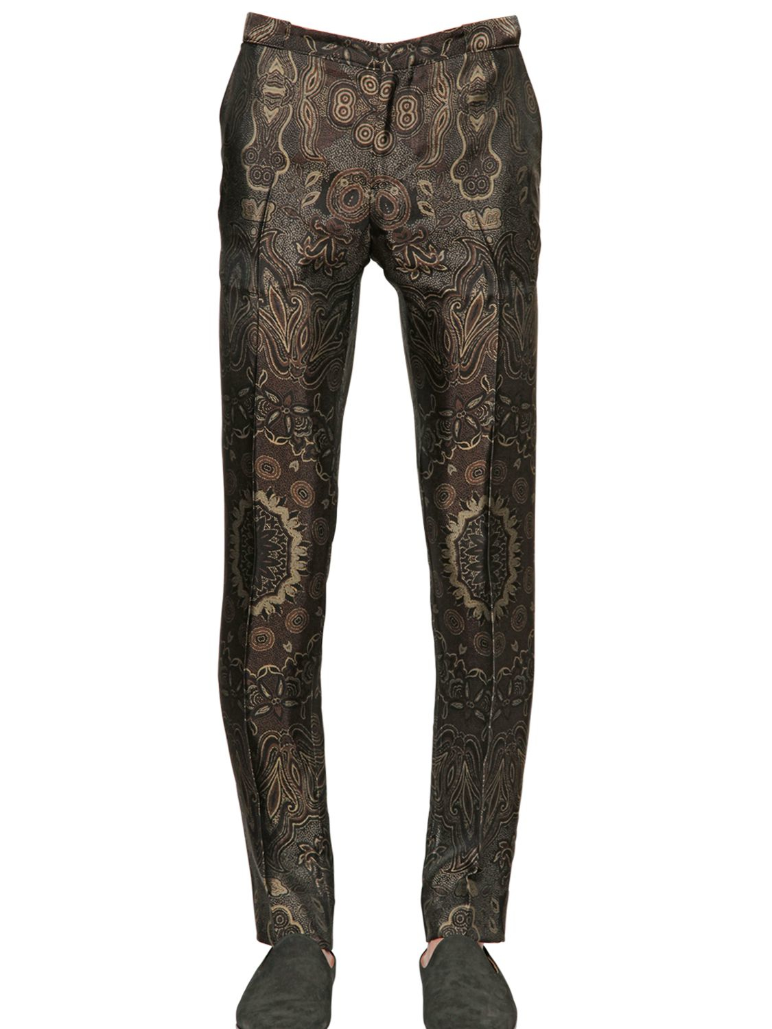 Etro 18cm Viscose & Silk Jacquard Pants in Green for Men (BROWN/GREEN ...