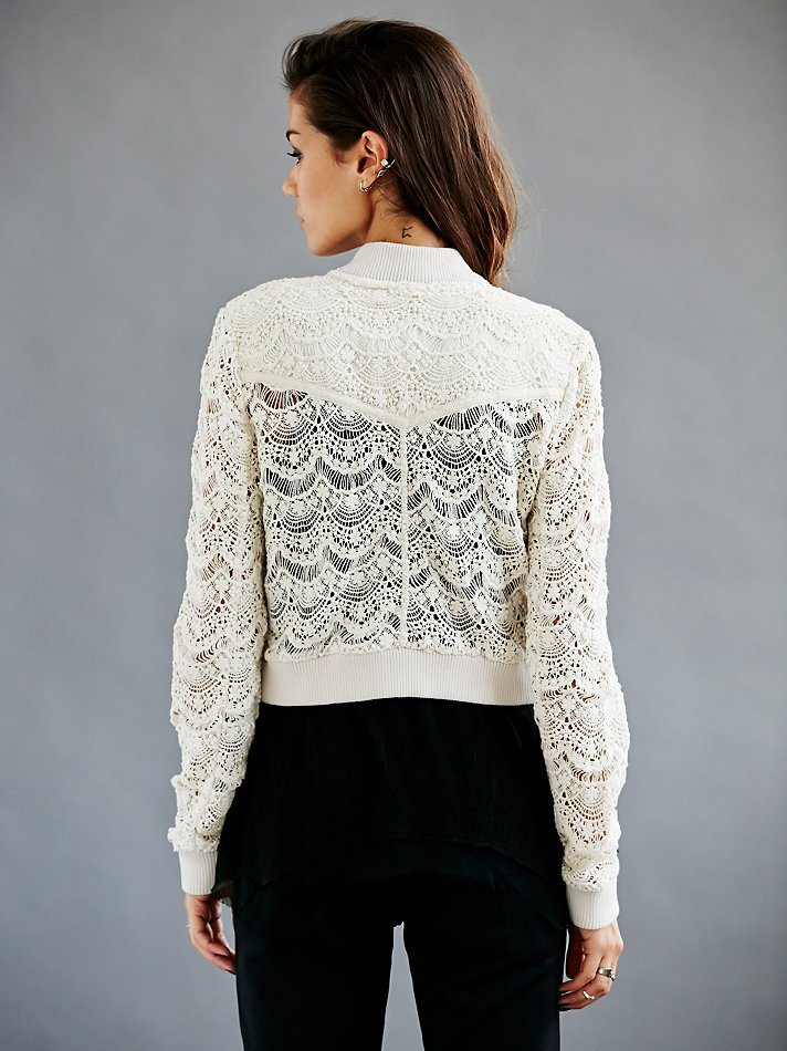 Lyst Free People Womens Lace Bomber Jacket in White