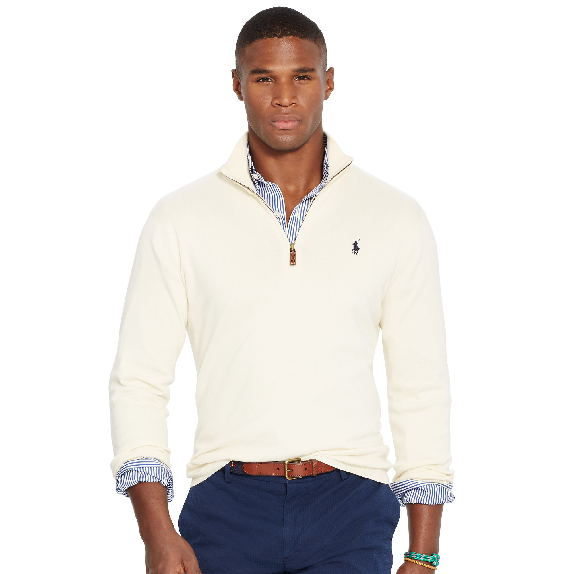 Polo Ralph Lauren Pima Cotton Half-zip Sweater in White for Men | Lyst