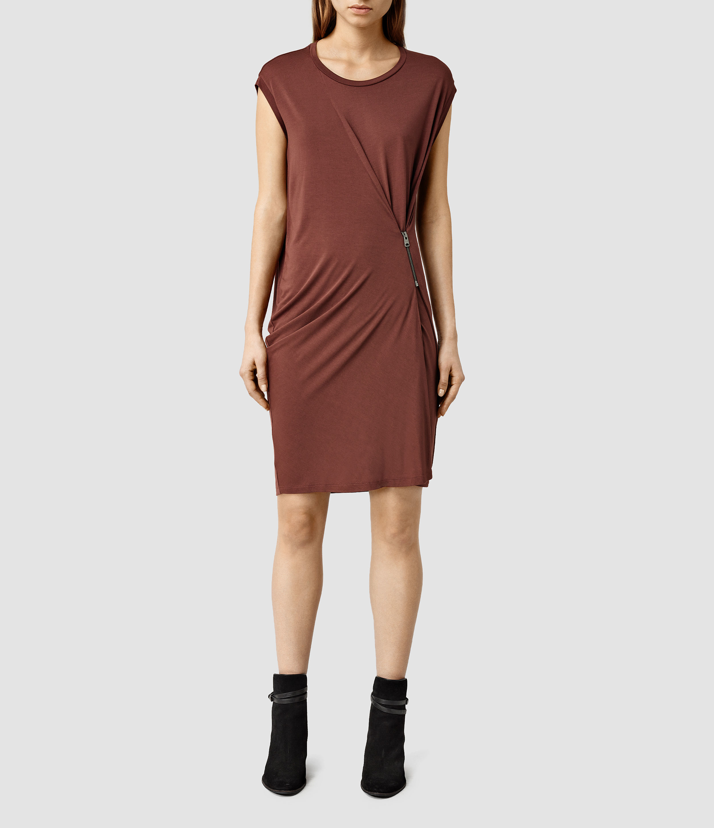 lyst allsaints albi dress in brown lyst allsaints albi dress in brown