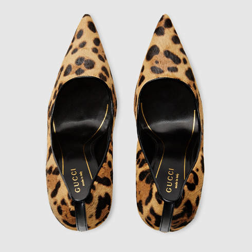 gucci leopard heels