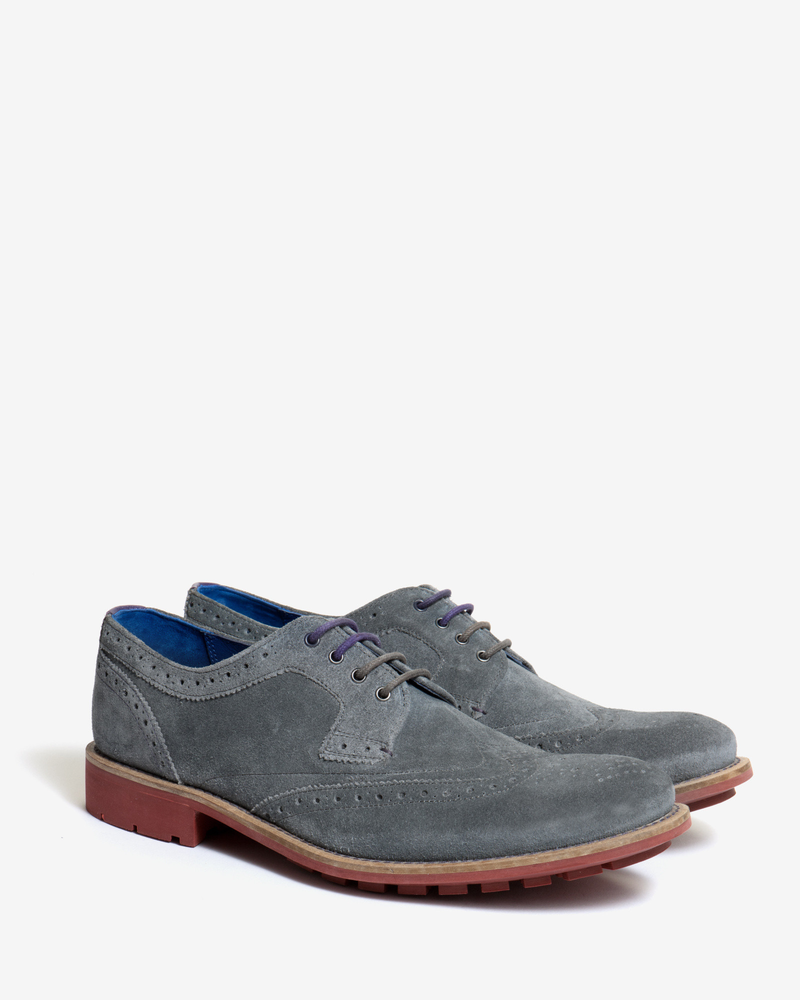 Ted baker Suede Wingtip Brogues in Gray for Men | Lyst