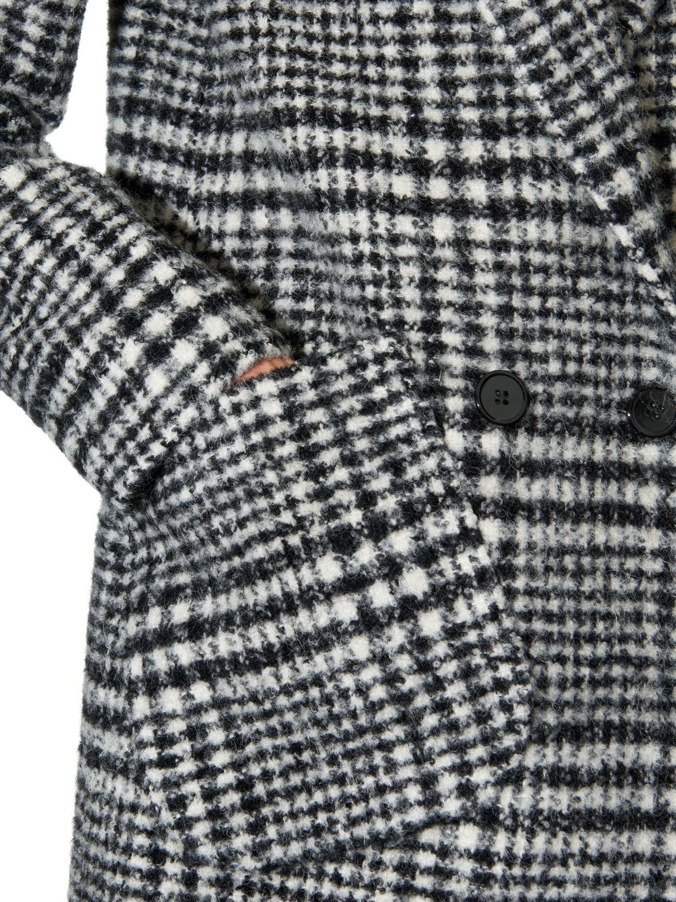 black and white check coat womens