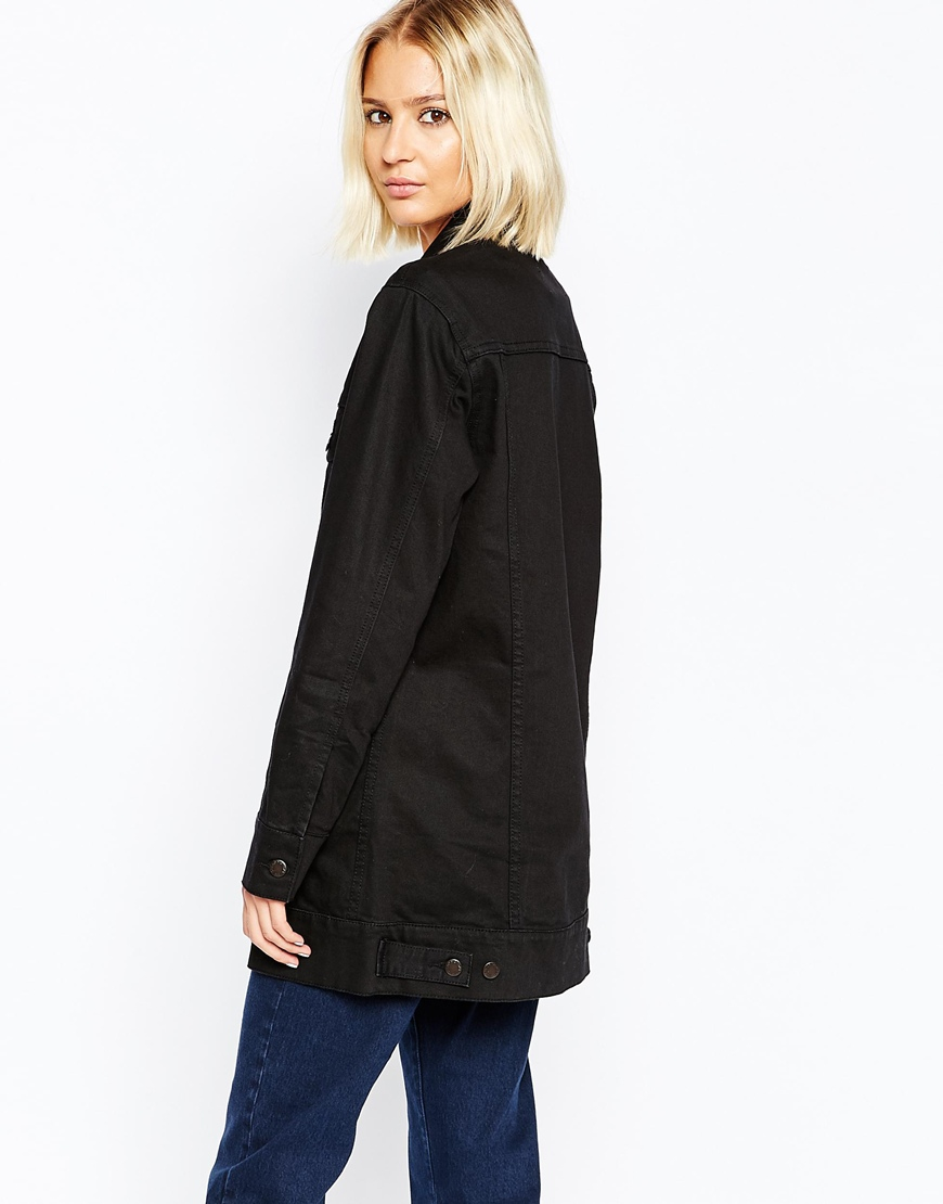 Lyst Cheap Monday Longline Denim Jacket in Black