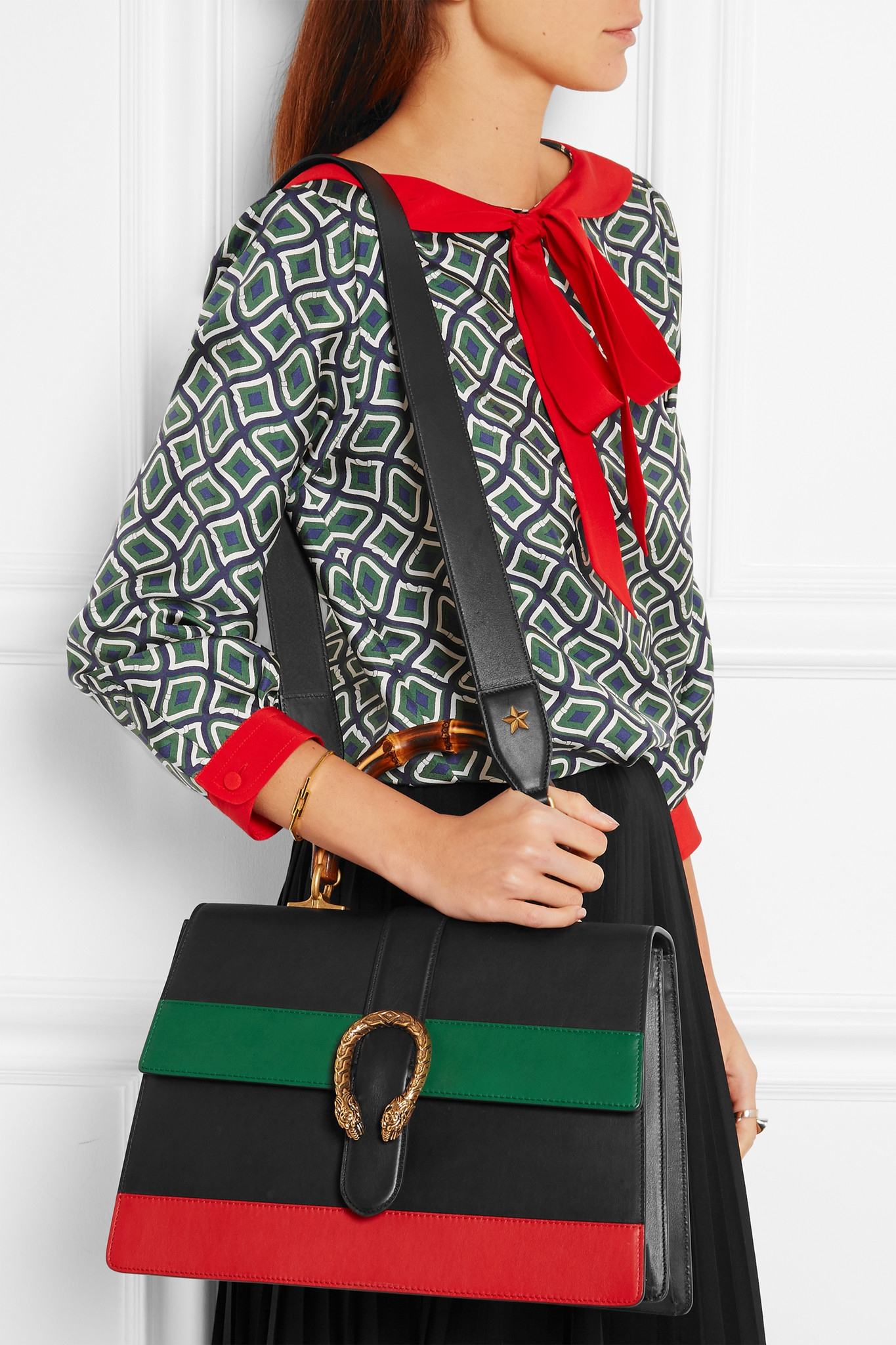 Gucci Dionysus Large Paneled Leather Shoulder Bag in Black - Lyst