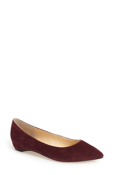dark red flat shoes