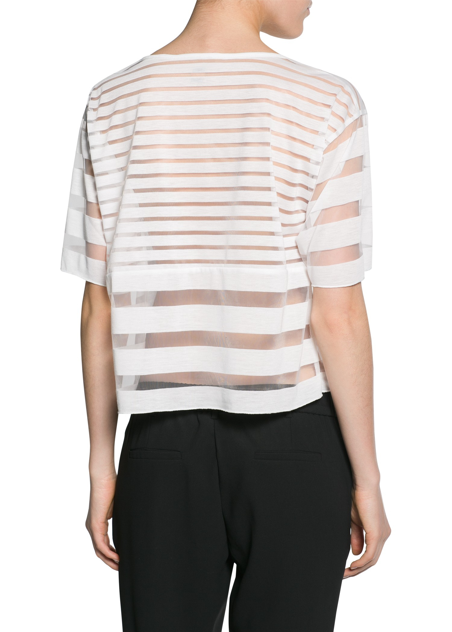 Mango Transparent Striped Tshirt - Lyst