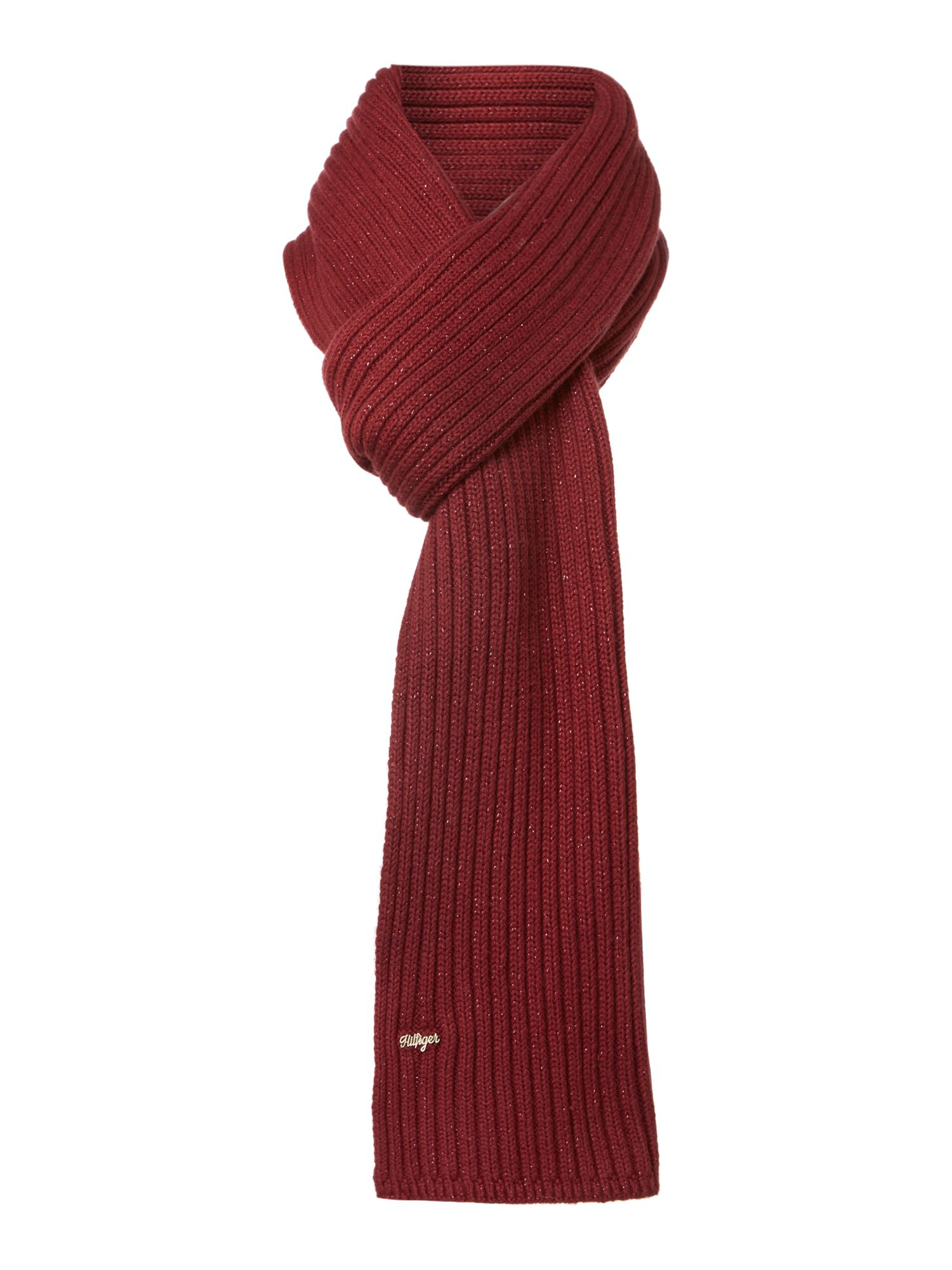 Tommy Hilfiger Farika Lurex Knitted Scarf in Red (Burgundy) Lyst