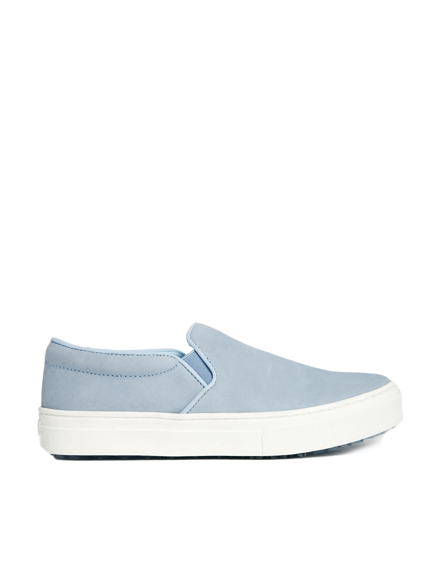 light blue slip on sneakers