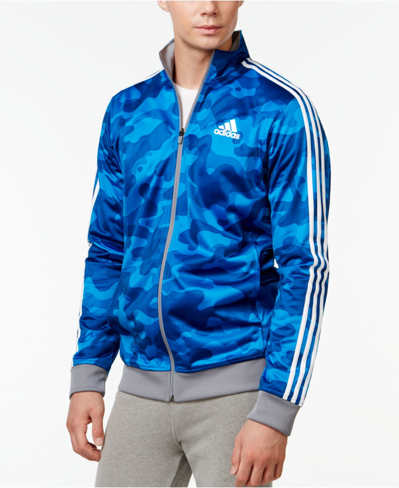 adidas Originals Men's Camo Print Track Jacket in Blue for Men - Lyst