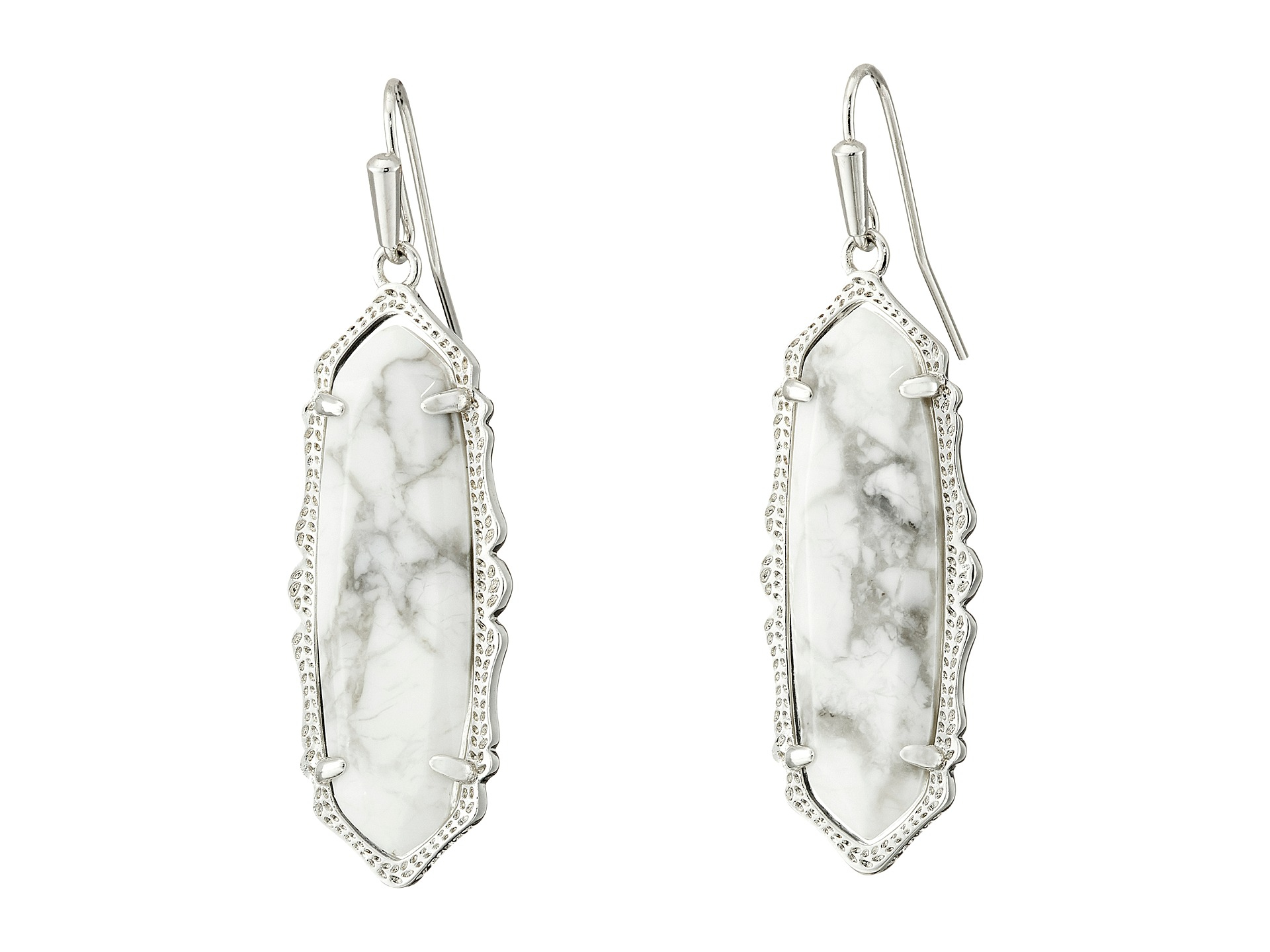 Kendra Scott Fran Earrings in Silver (Rhodium White Howlite) Lyst