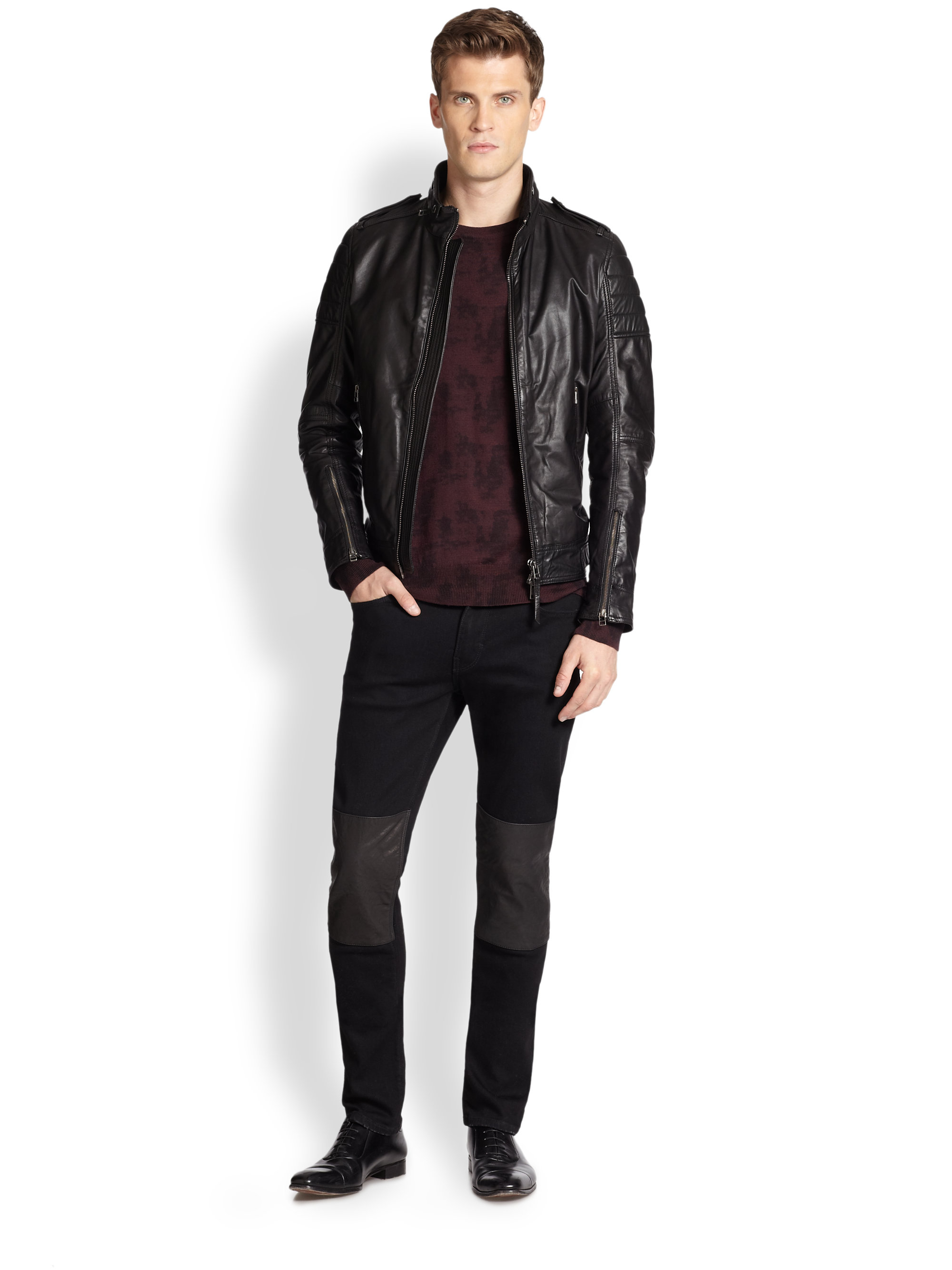 Lyst J Lindeberg Tyrone 51 Waxy Leather Jacket In Black For Men Gallery