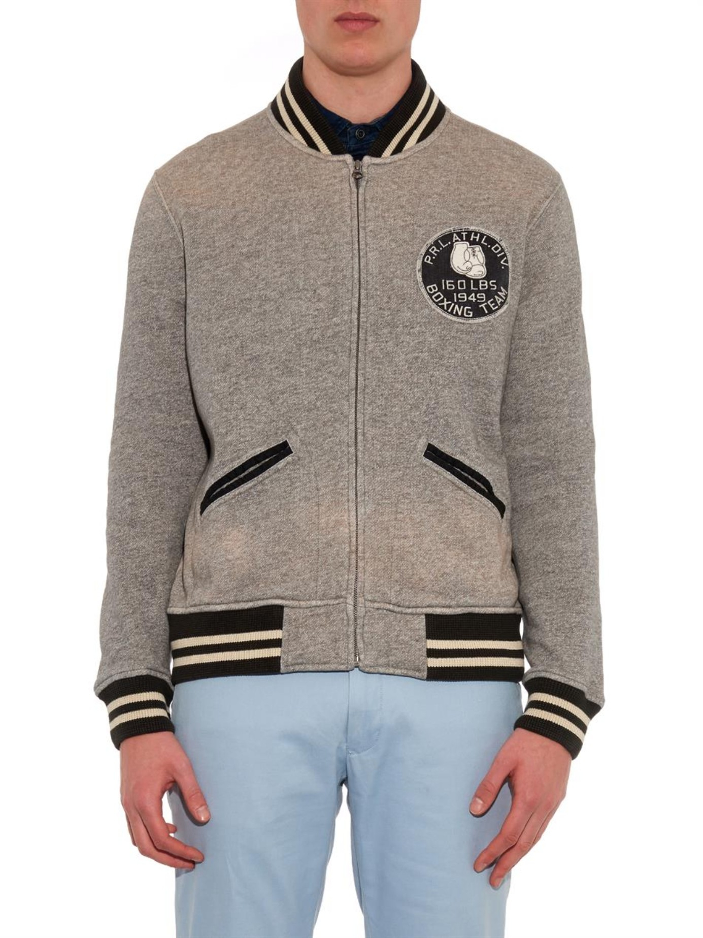 Polo Ralph Lauren New York Varsity Jacket in Grey for Men - Lyst
