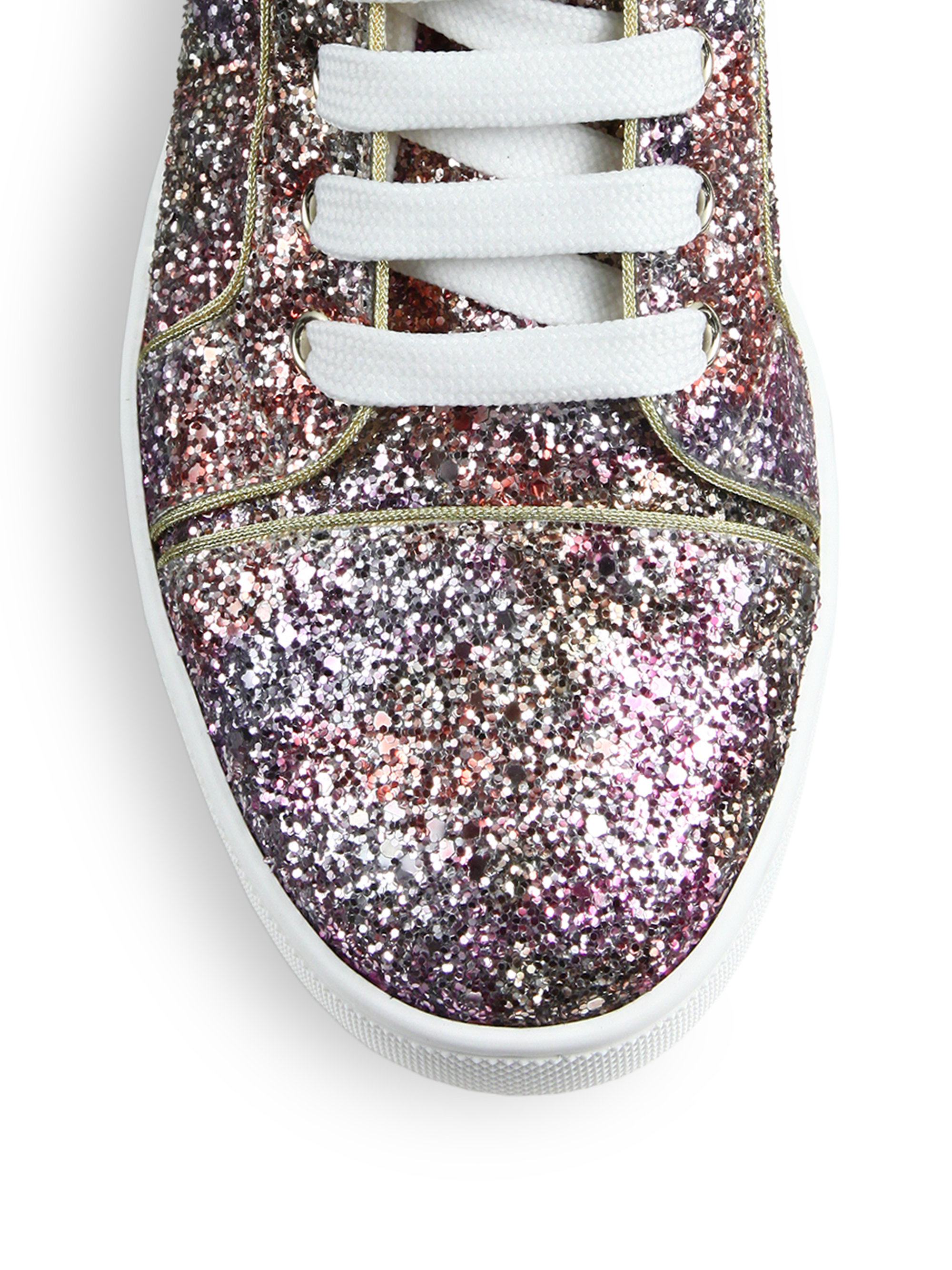 louboutin pink glitter sneakers