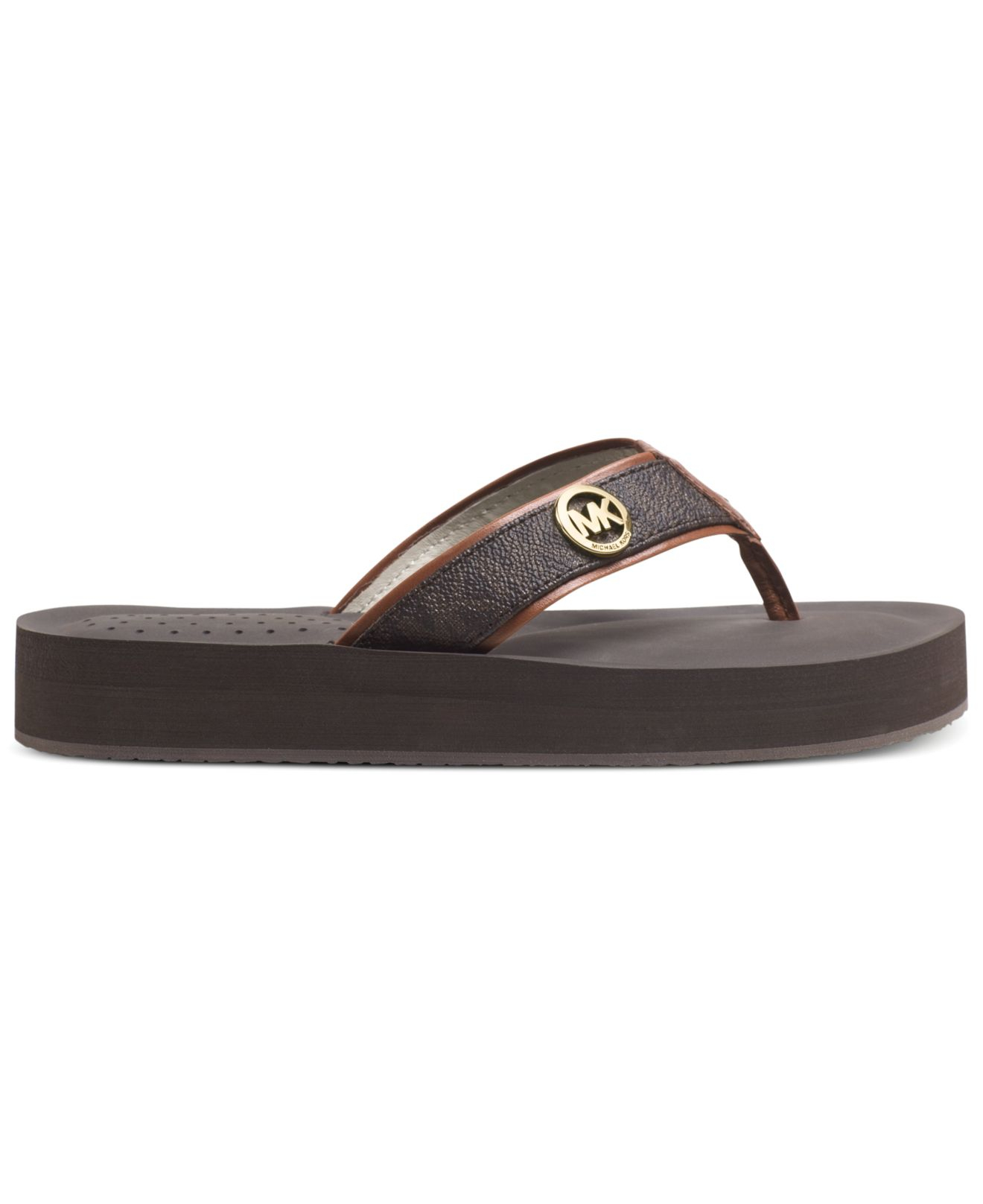 Michael Kors Michael Gage Platform Flip Flops in Brown - Lyst