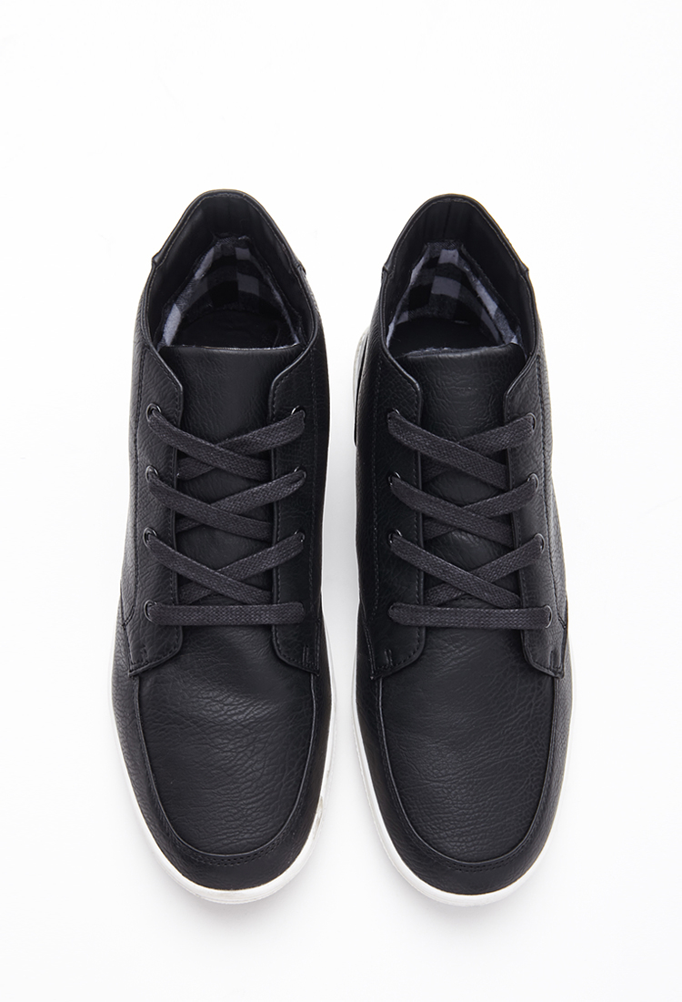 faux leather high top sneakers
