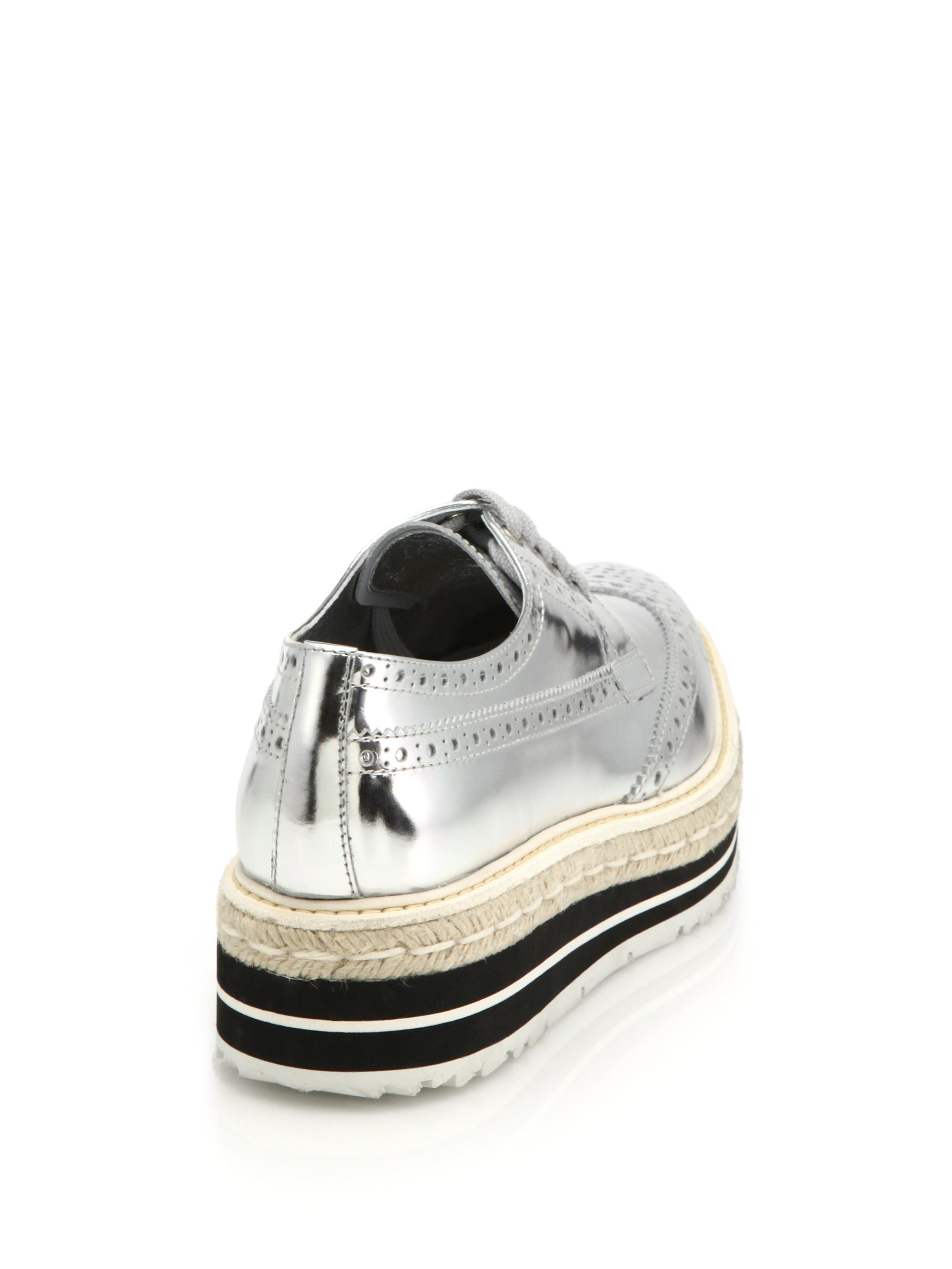prada silver platform sneakers