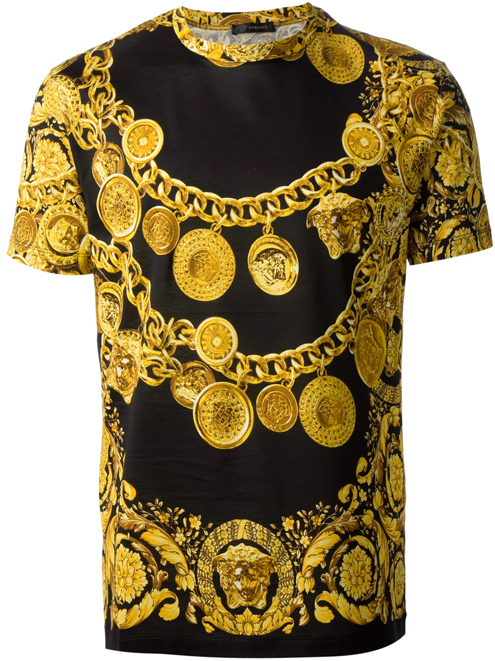 Versace Chains Printed Tshirt in Yellow for Men (black) | Lyst