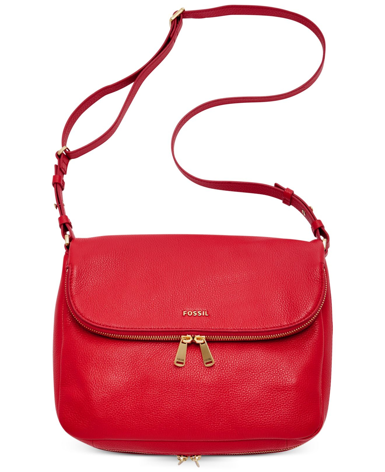 Fossil Red Preston Leather Flap Shoulder Bag