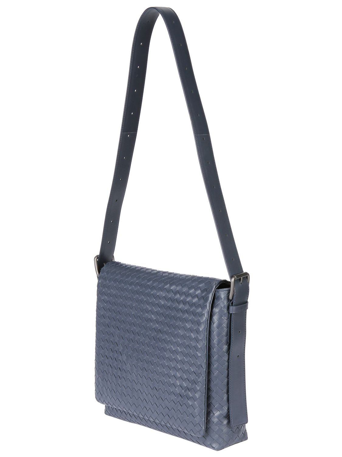 Bottega Veneta Intrecciato Leather Messenger Bag in Navy (Blue) for Men ...
