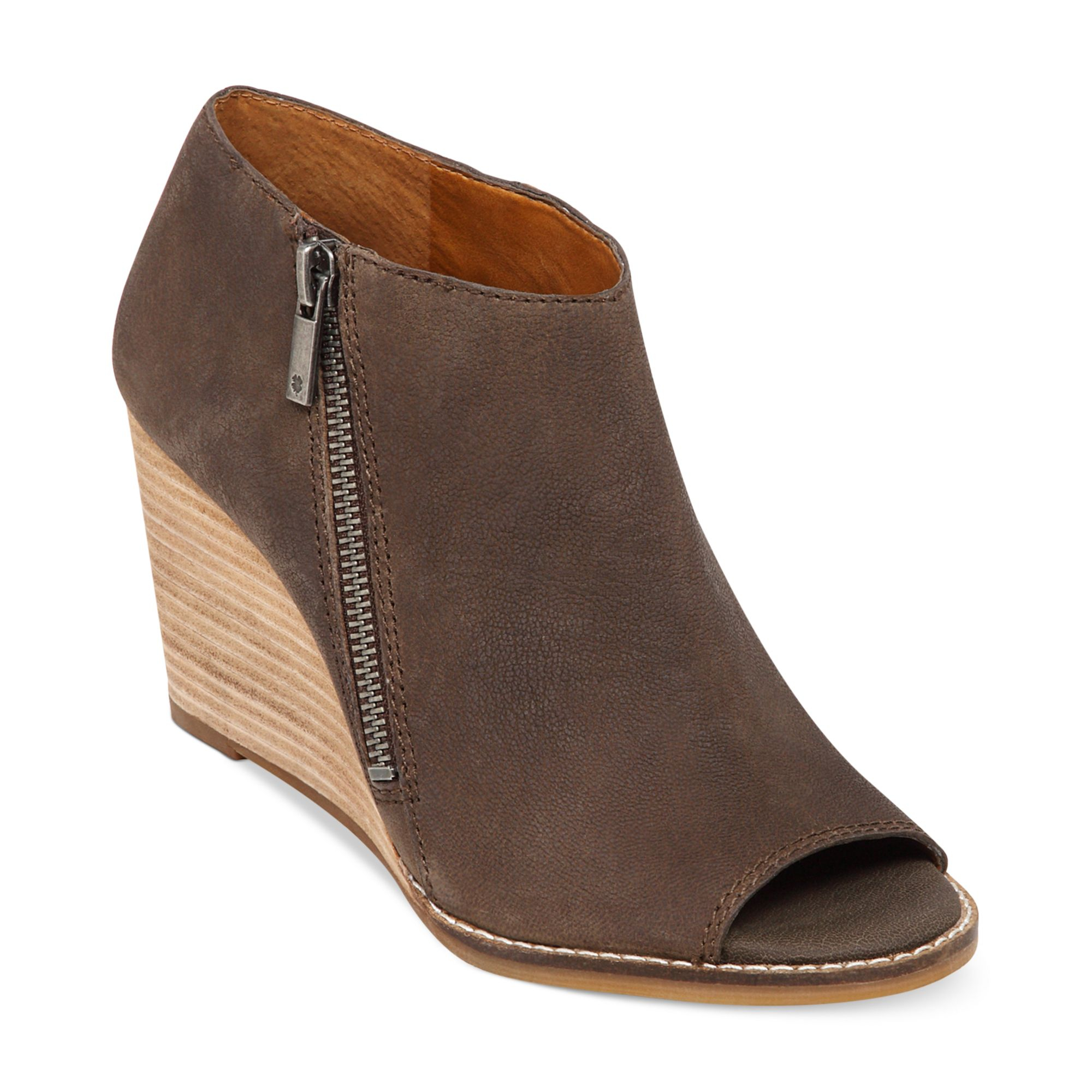 Lucky brand Womens Jaspah Wedge Booties in Brown | Lyst