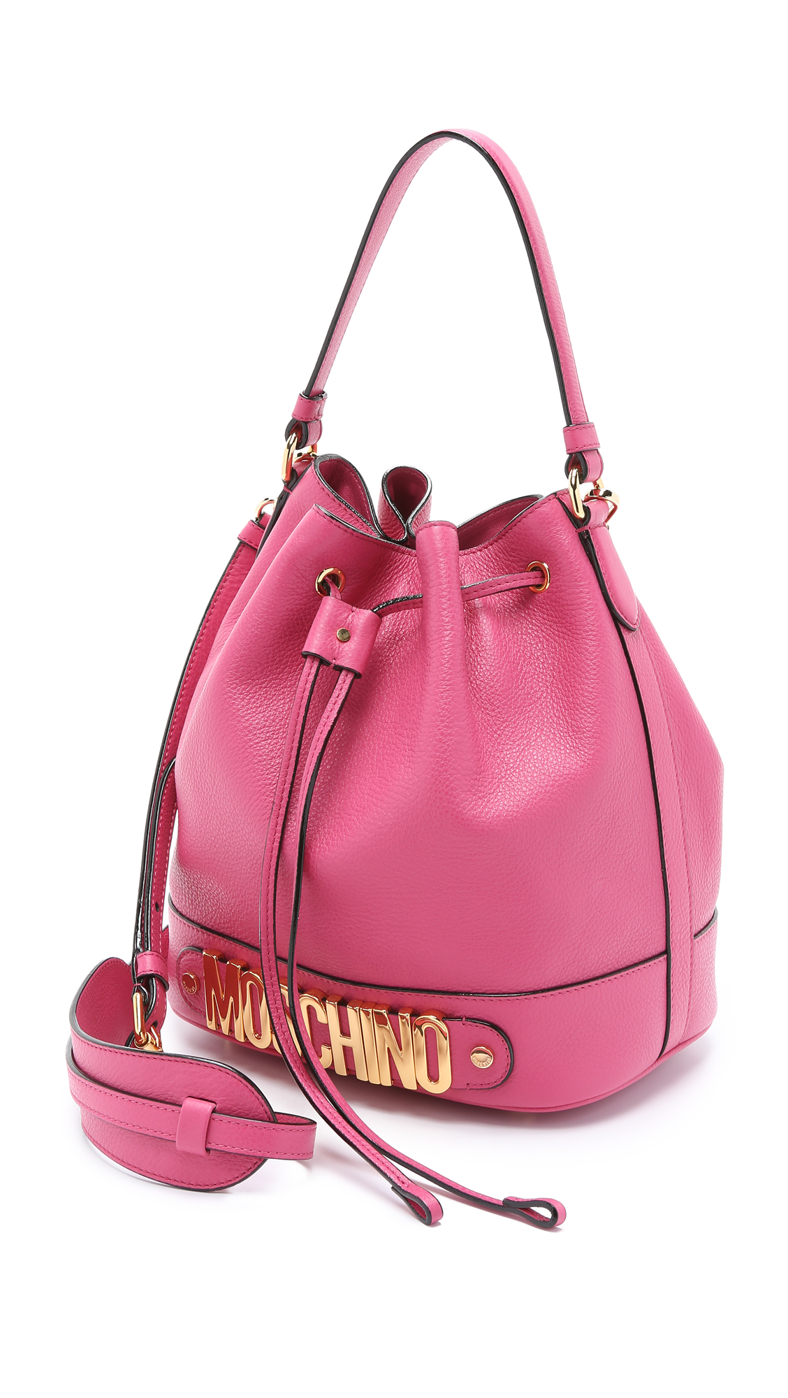 Moschino Leather Bucket Bag - Pink - Lyst