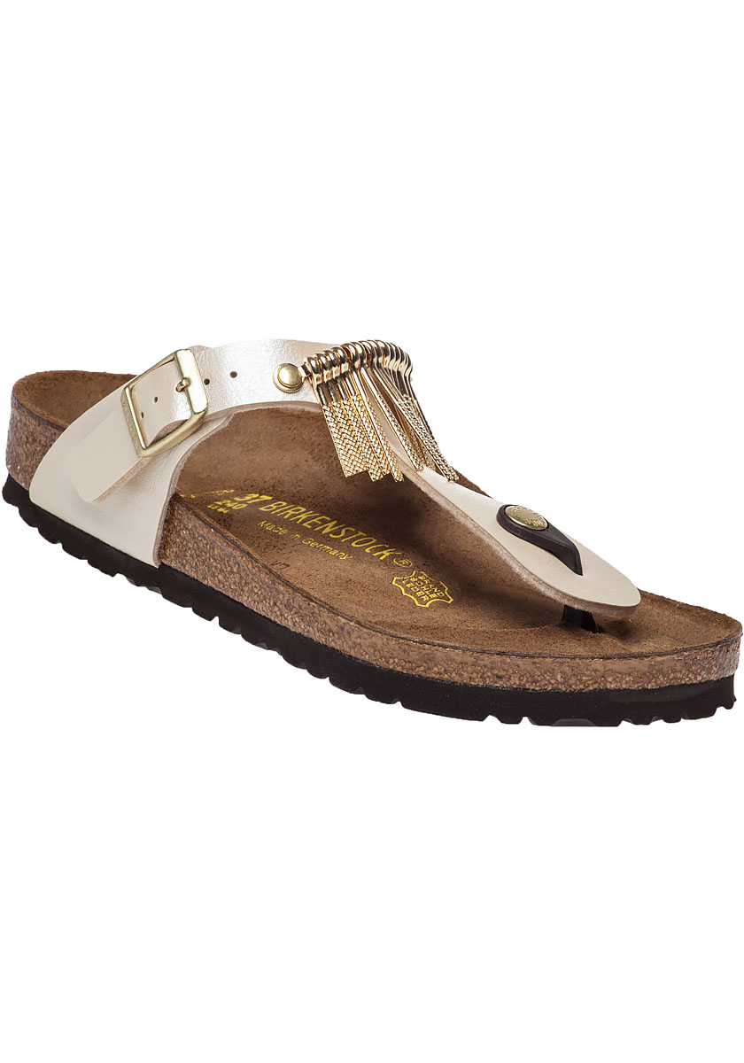 Birkenstock Suede Gizeh Fringed Pearl Sandals in White | Lyst