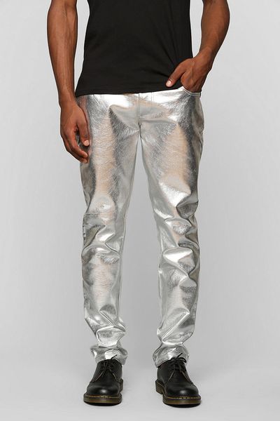 Urban Outfitters Tripp Nyc Metallic Skinny Pant in Silver for Men | Lyst