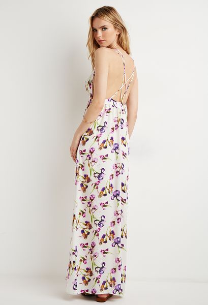 Forever 21 Strappy Floral Maxi Dress in Pink (Creampurple)