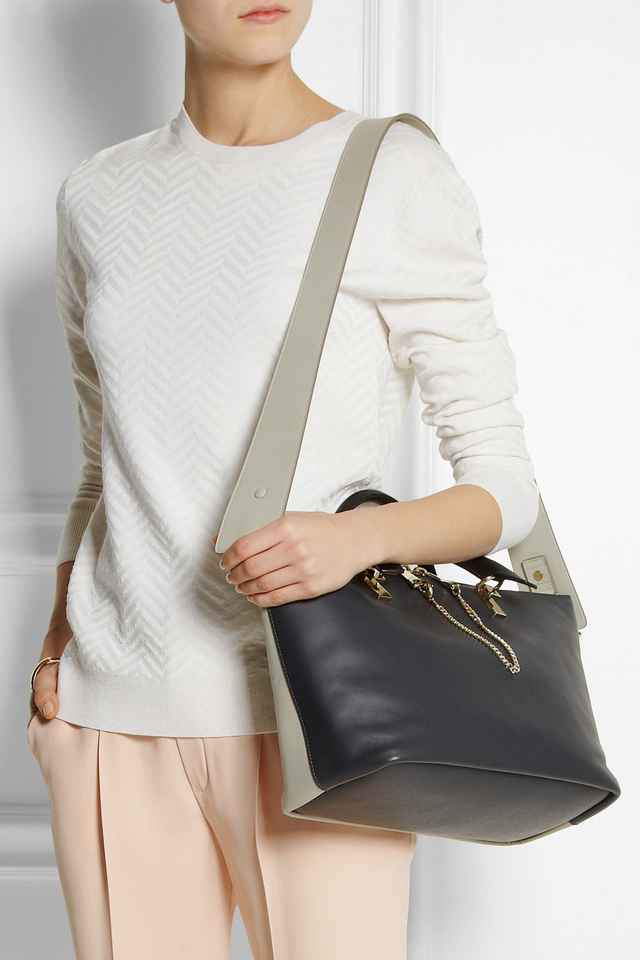 Lyst - Chloé Baylee Medium Leather Tote in Gray