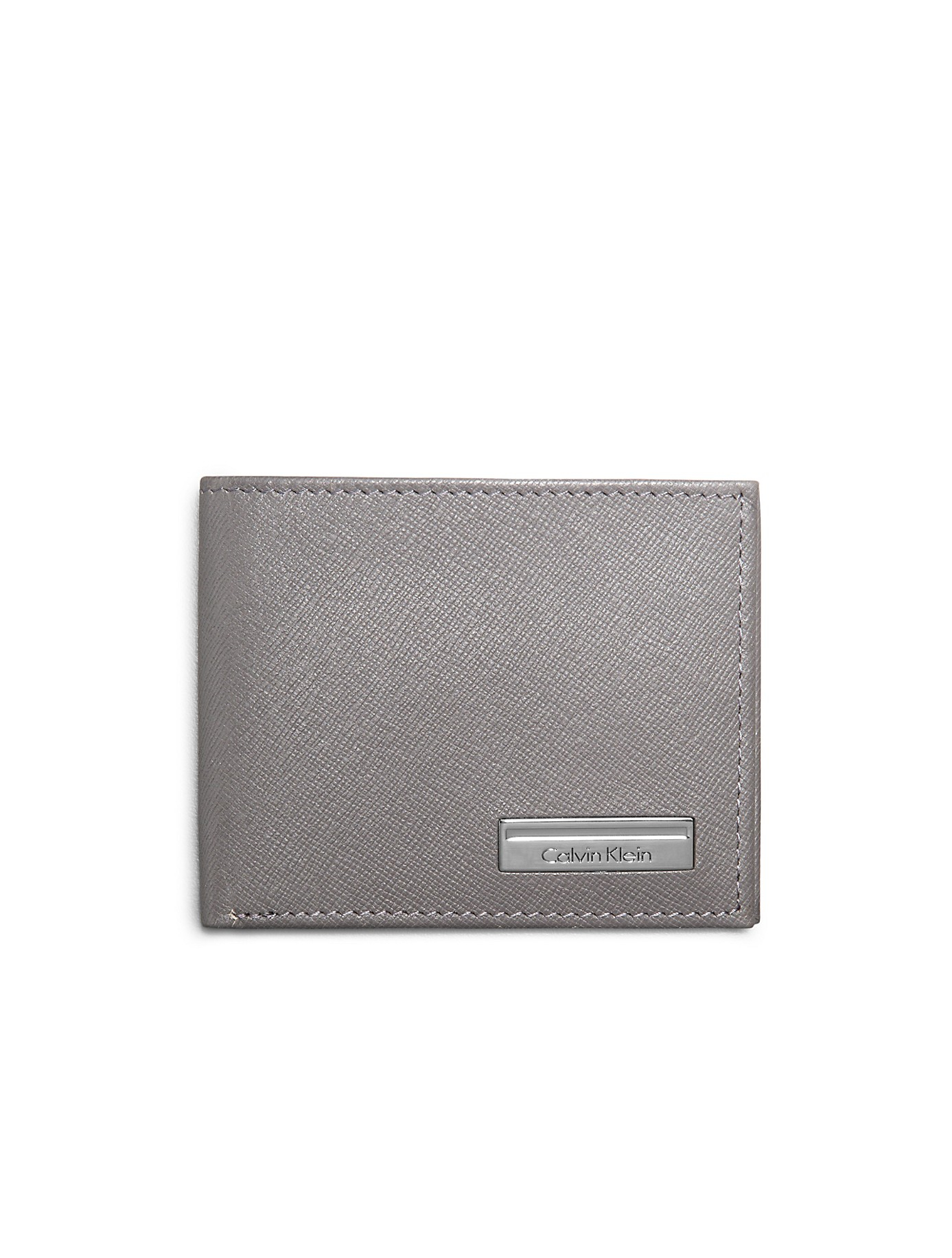 Calvin klein White Label Saffiano Leather Slim Fold + Coin Pocket ...