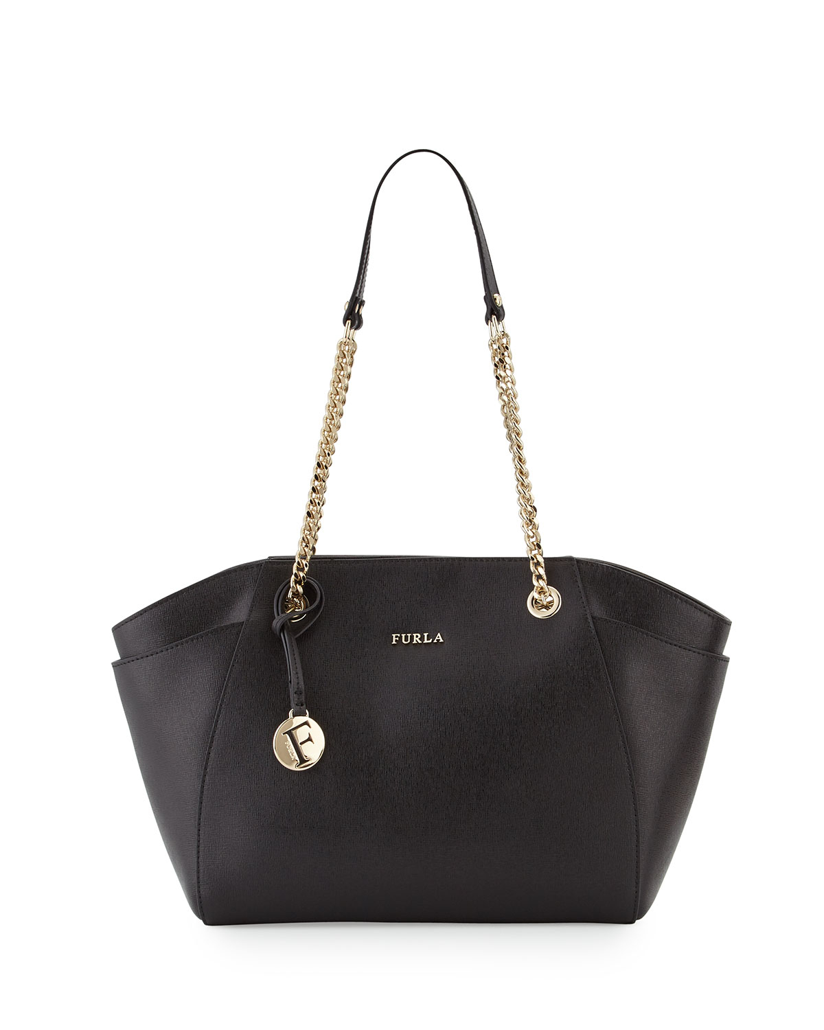 Furla Julia Medium Leather Tote Bag in Black | Lyst