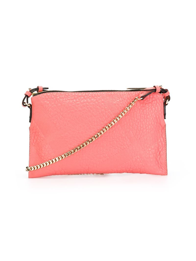 Burberry Embossed Check Crossbody Bag in Pink & Purple (Pink) - Lyst