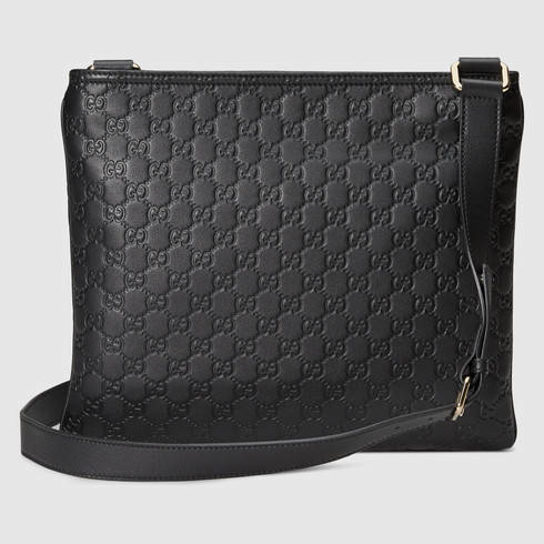 Gucci Messenger Guccissima Black in Leather with Silver-tone - US