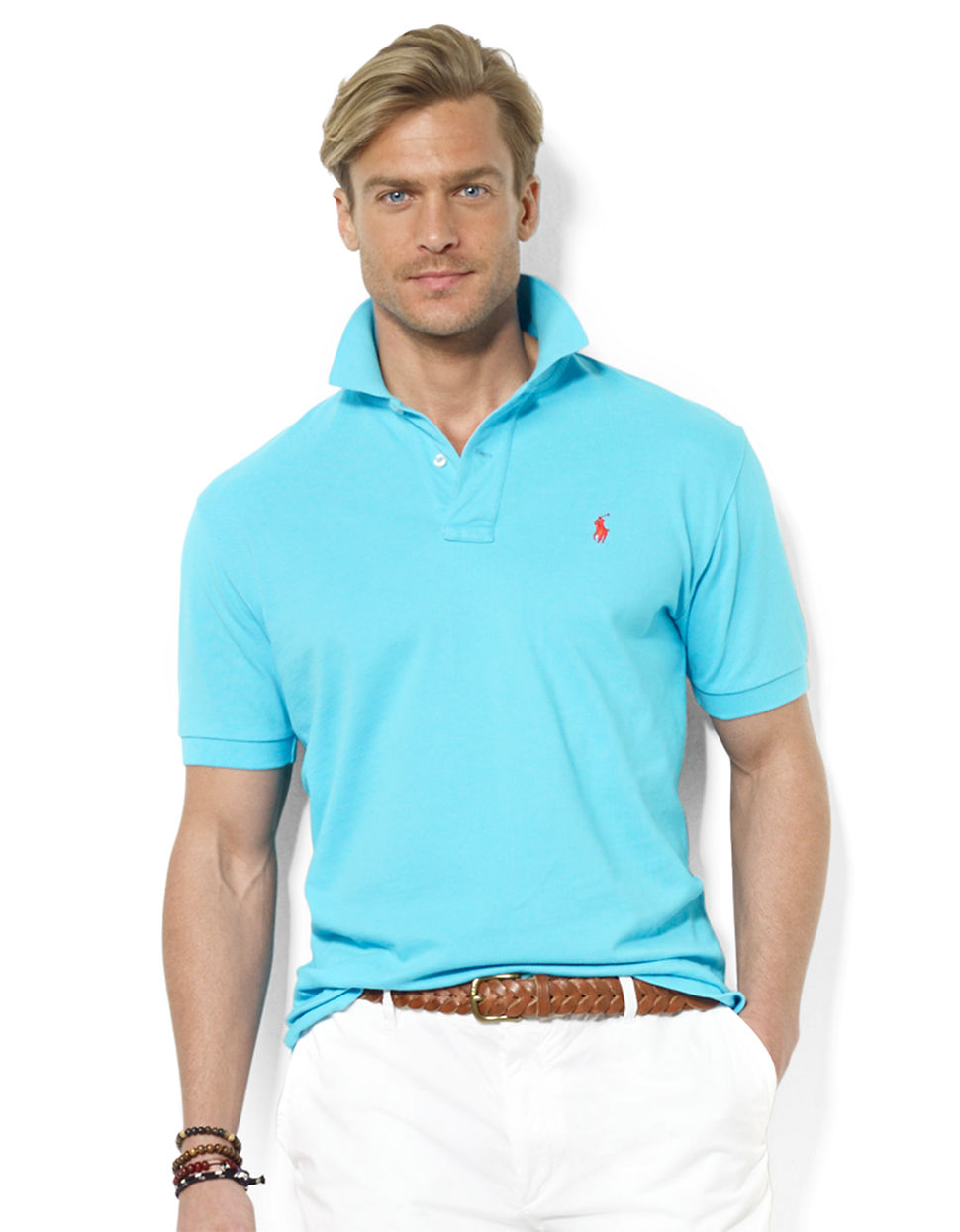 Polo ralph lauren Classic-fit Mesh Polo Shirt in Blue for Men (Liquid ...
