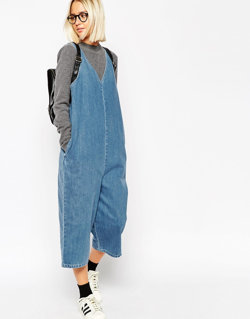 denim v neck jumpsuit