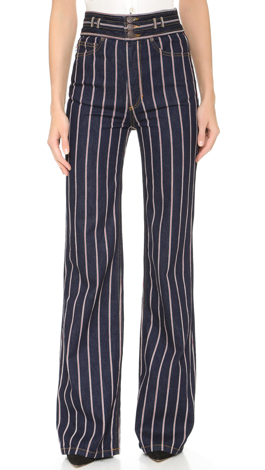 Marc Jacobs Denim Star Wide Leg Jeans in Red/White/Indigo (Black) | Lyst