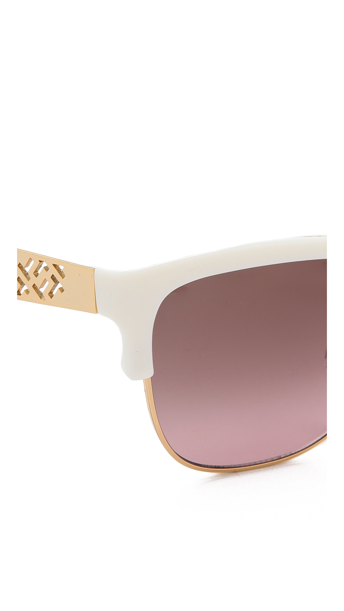 Tory Burch Rimless Bottom Sunglasses Ivory Gold/Brown Rose Gradient