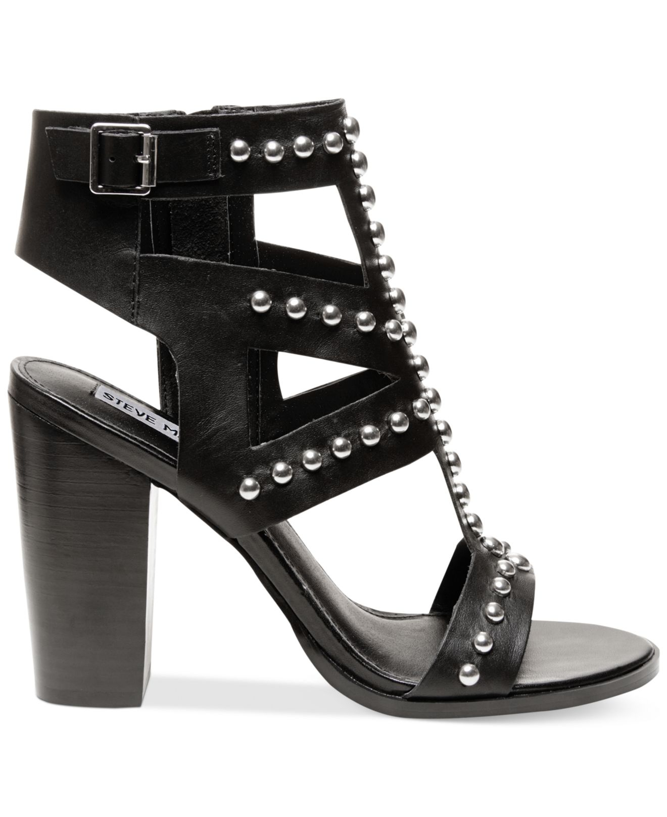 Steve Madden Women'S Serenna Studded Block Heel Dress Sandals in Black