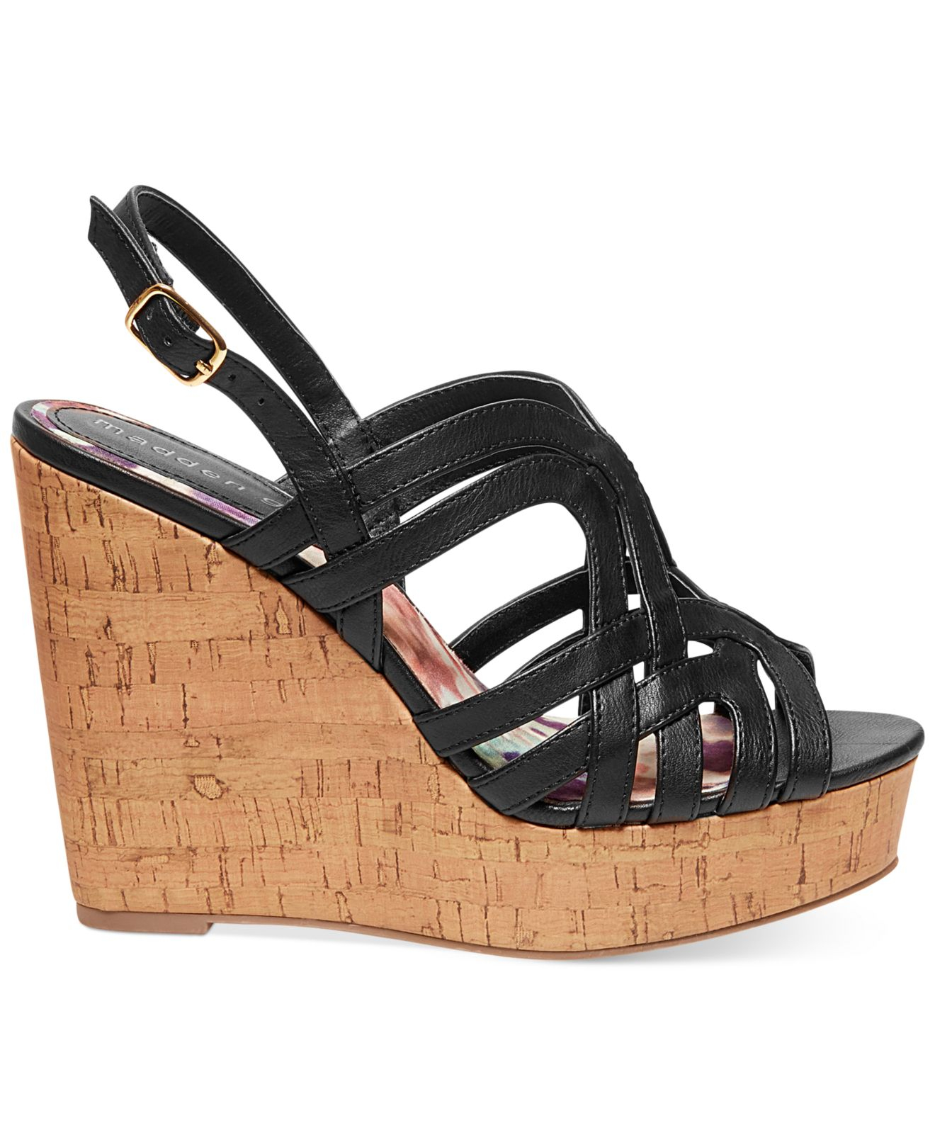 madden girl black wedges